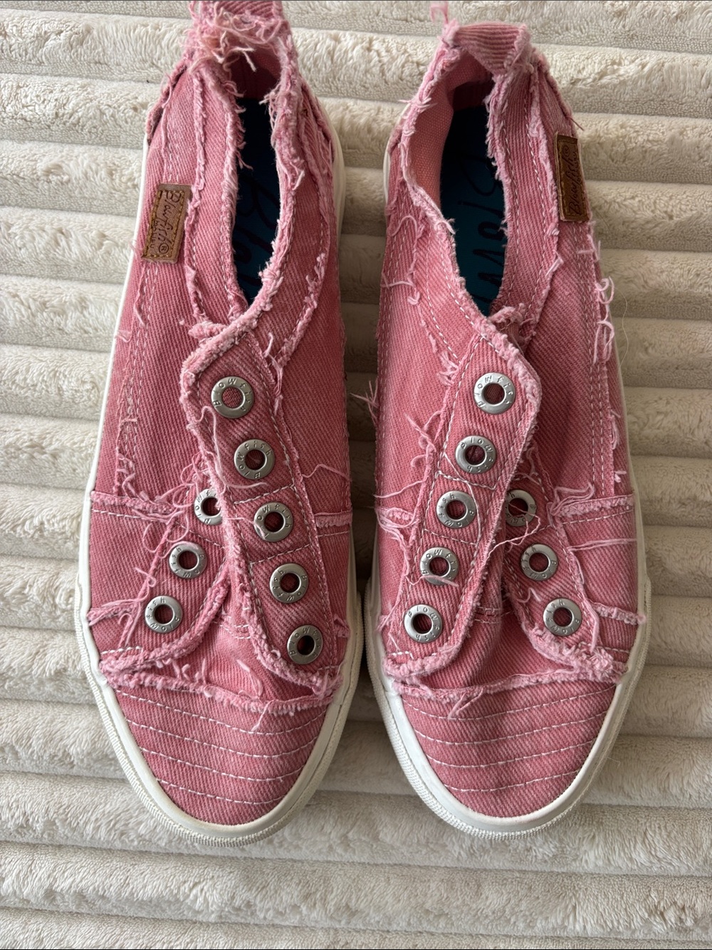Blowfish Distressed Pink Canvas Slip-On Sneakers